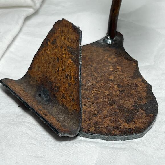 Vintage 70s Handmade Rusty Iron Buzzard Business Card Holder Desktop Gift - Picture 7 of 11